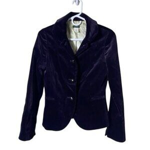 J Crew Womens Purple Cotton Velvet Blazer 2